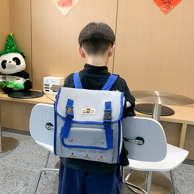 Mochila japonesa para niños y niñas, caricatura, lindos osos, doble botón para bebés, mochila para niños, color contrastante extranjero