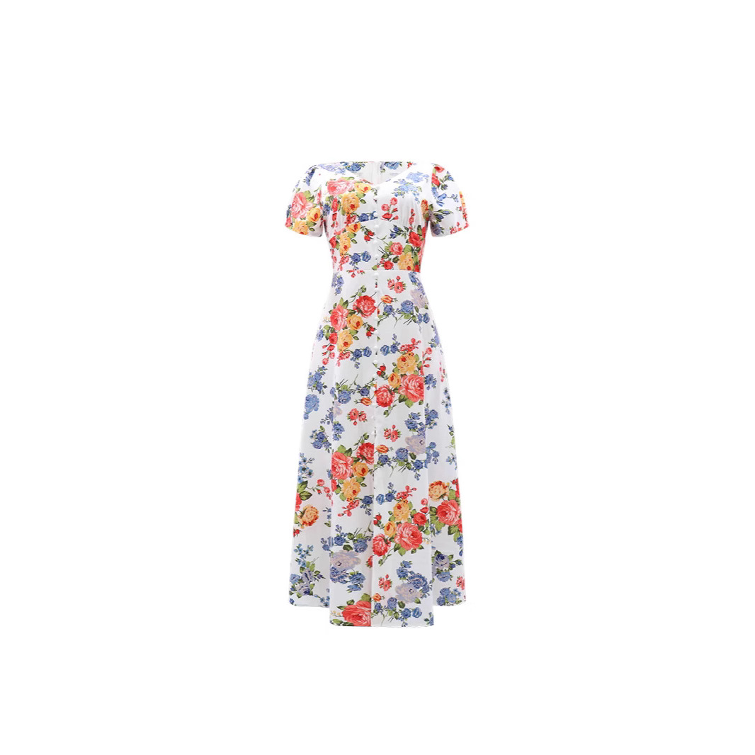 Women's Clothing Printed Holiday Casual Short Sleeved Dress_ecoleips.com