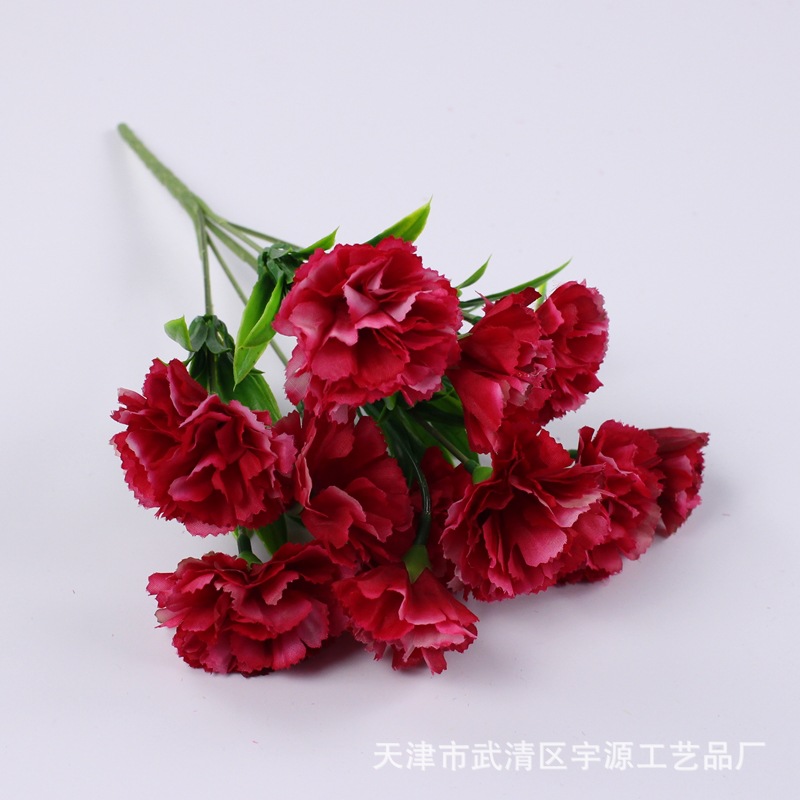 Venta directa de fábrica 11 Clavel artificial flor falsa Día DE LA Madre Día del Maestro regalo flor ingeniería fotografía decoración Flor de seda