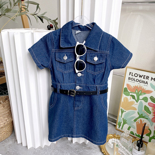 2025 Girls Dress Summer New Baby Girl Short-Sleeved Denim Skirt Fashionable and Stylish One-Piece Drop Shipping Rx1668