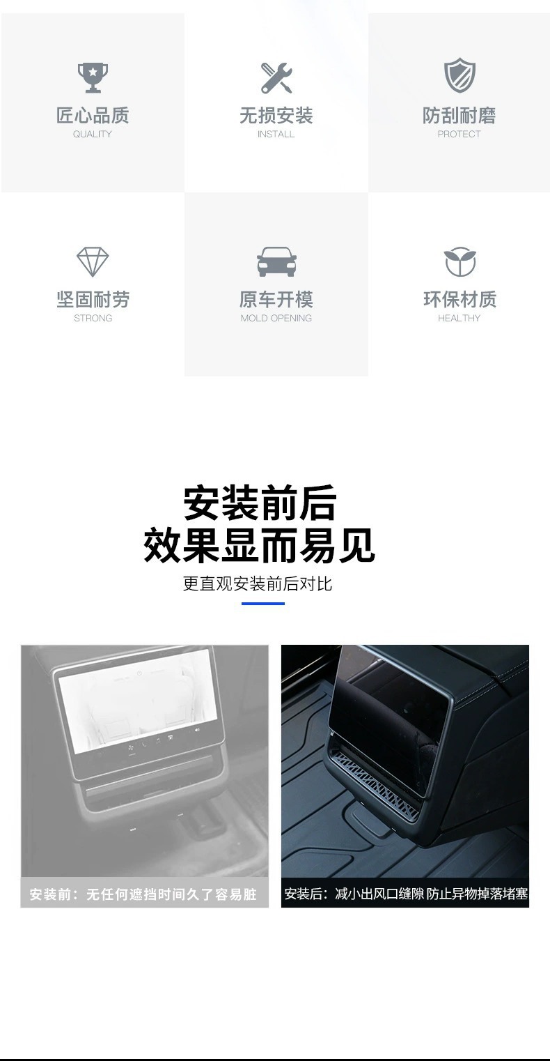 Suitable for Tesla Model Yl/3 Updated Version Rear Air Conditioning Vent Cover 2026 New Y Interior Accessories