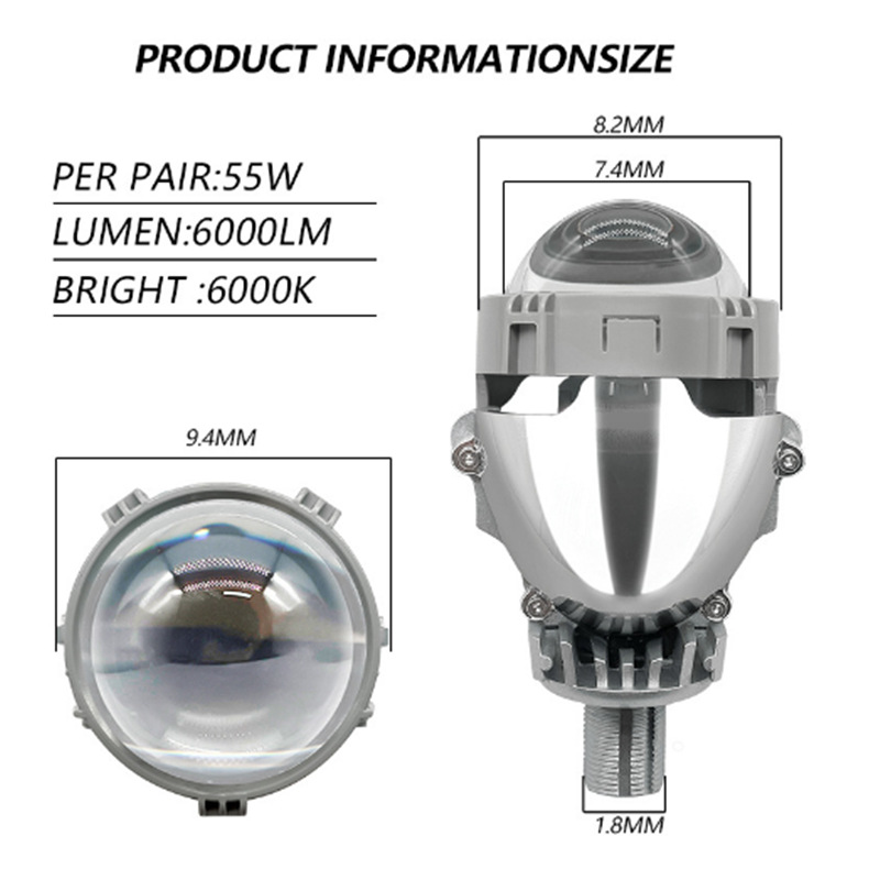 Lentes de doble luz LED para automóviles lente láser ojo de pez LED montaje no destructivo P10