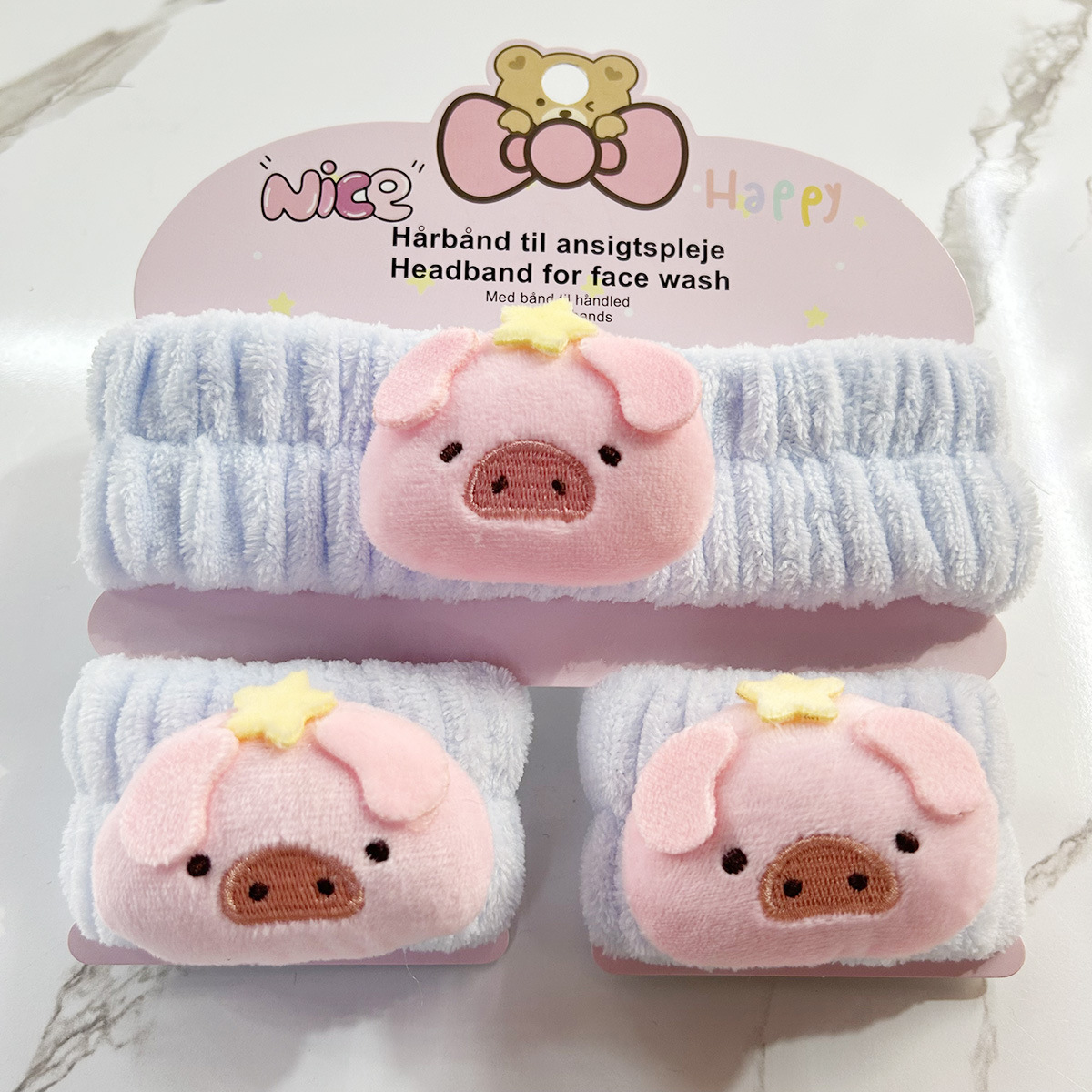 Banda de cabello de moda con tarjeta de papel dulce decoración de animales pequeños de peluche de lavado banda de cabello de dibujos animados correa de muñeca tridimensional