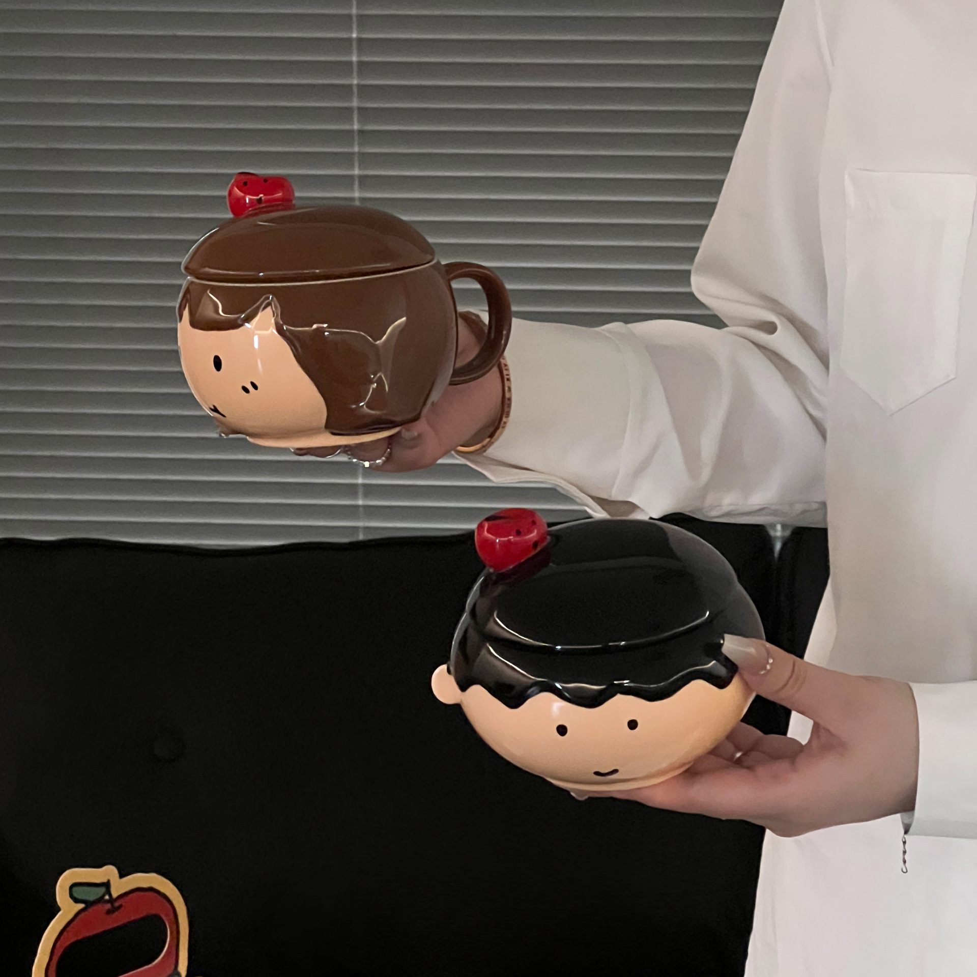 Shann creativo chico niña tazas de cerámica encantadoras tazas de marca con tapa tazas de agua caseras tazas de cerámica pareja