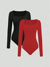 V 24430 European American Ribbed Square Neck Bodysuit ���Ʒ�