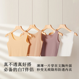 Special Skin Tone Invisible Anti-See-Through Ice Silk Ultra-Thin Seamless Short Vest for Plus-Size Women, Large Size, Cool-Feeling Bandeau One-Piece B121