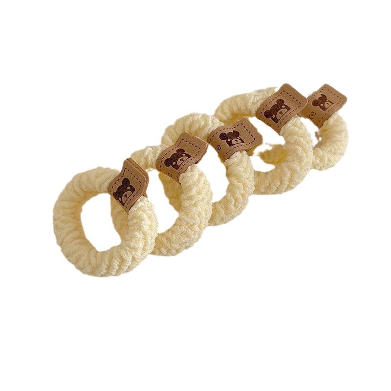 Elegante y lindo oso grueso cabeza cuerda de correa elástica alta mujer cabello nuevo cabello de galletas de cola de caballo alta cuerda de cabello