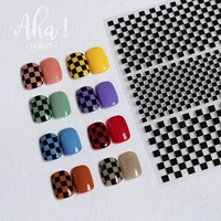 Aha Nail Art Назад Клейкая бумага Интернет-знаменитости Взрывы в шахматной доске Клетчатые украшения для ногтей Наклейки