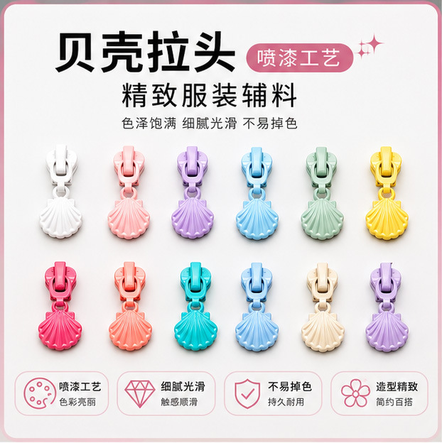 现货5号包包服装外套可爱服饰笔袋彩色贝壳树脂拉链头