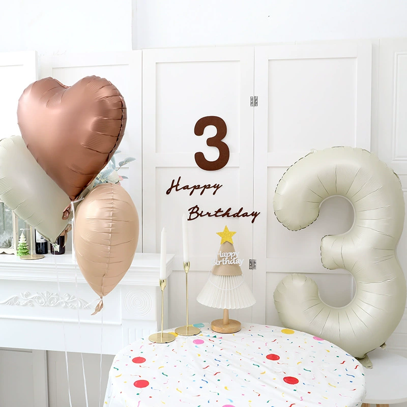 Кремовые цифровые шары из алюминиевой пленки для украшения детского праздника, дня рождения, оформления сцены, создания атмосферы и фотосессий для малышей на один год