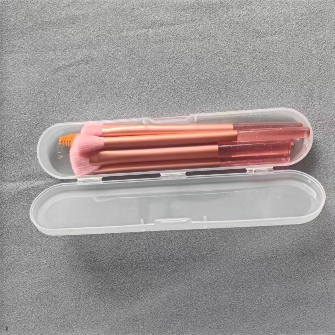 5 mini cepillo de maquillaje mango de cristal caja de almacenamiento a prueba de polvo cepillo de sombra de nariz cepillo de ojos conjunto completo cepillo de sombra de ojos transfronterizos