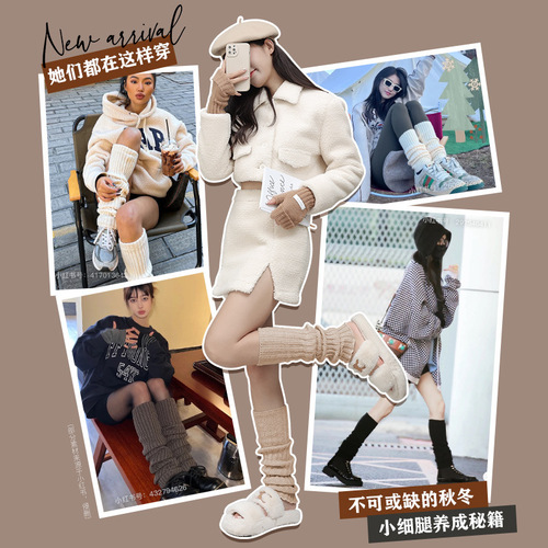 New winter socks for women, wool knitted plus velvet calf socks, Korean style stocking sets, versatile pile socks DWZ03