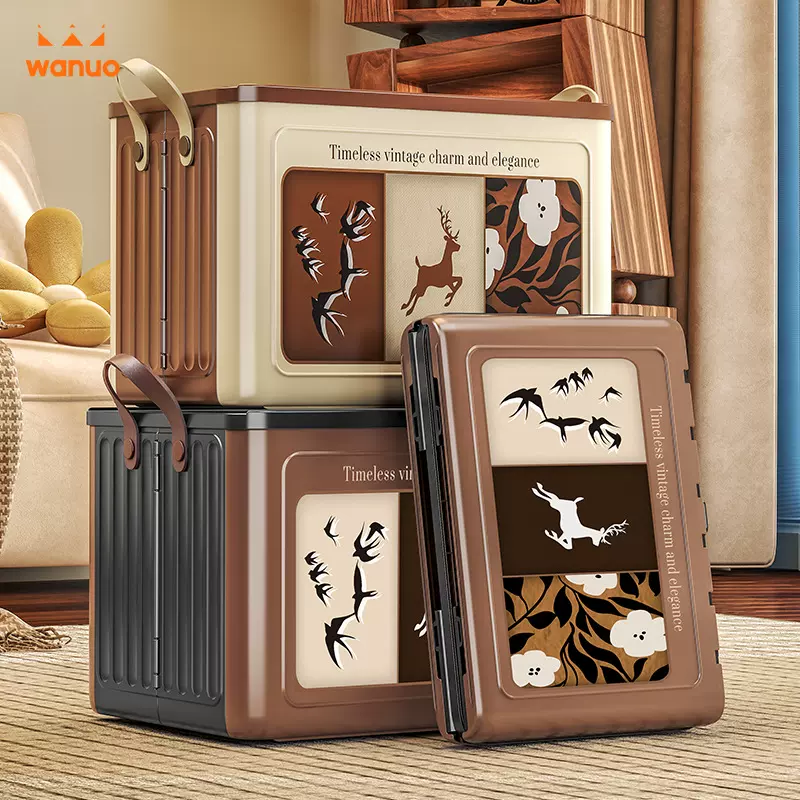 中古收纳箱衣服零食玩具收纳筐储物整理箱家用高颜值带提手收纳筐