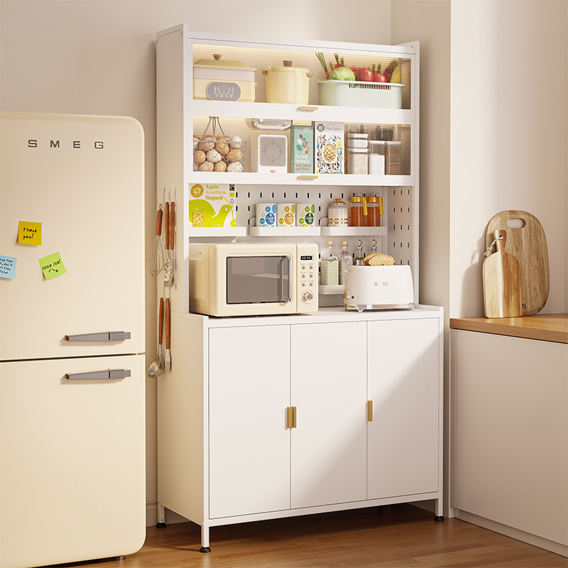 Kitchen Sideboard Floor-Standing Multi-Layer Microwave Storage Cabinet Double Door Kitchen Cupboard Multi-Functional Storage Cabinet