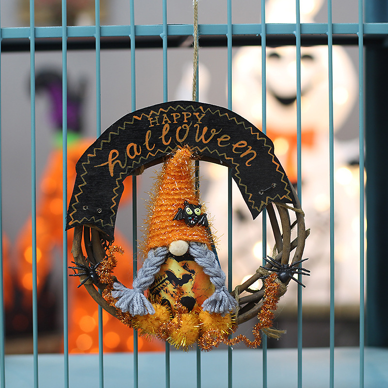 ハロウィーン鬼節装飾用品無顔公仔シミュレーションクモ装飾藤輪花輪ホール壁掛装飾品|undefined