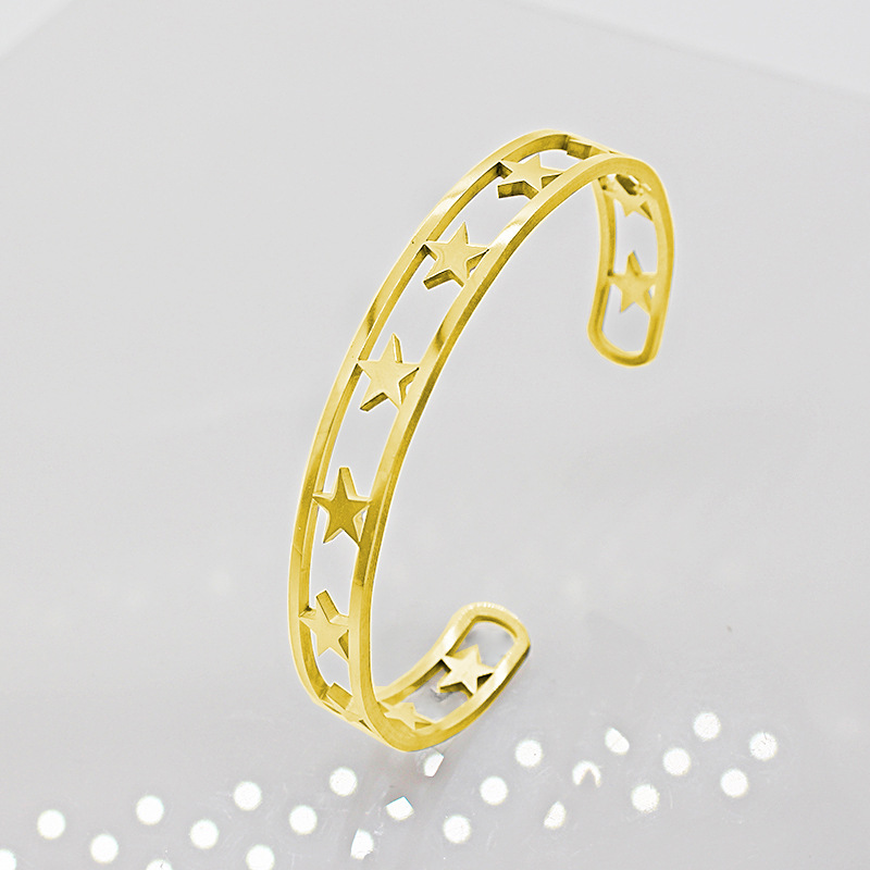 Retro Star Stainless Steel Plating Bangle 1 Piece