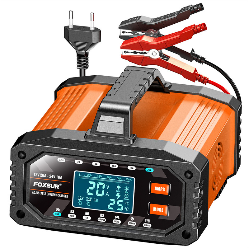 Foxsur 0.5A-20A Portable Atv Motorcycle Car Battery Charger Cross-Border 12V24V Charger Foxsur 0.5A-20A Portable Atv Motorcycle Car Battery Charger Cross-Border 12V24V Charger