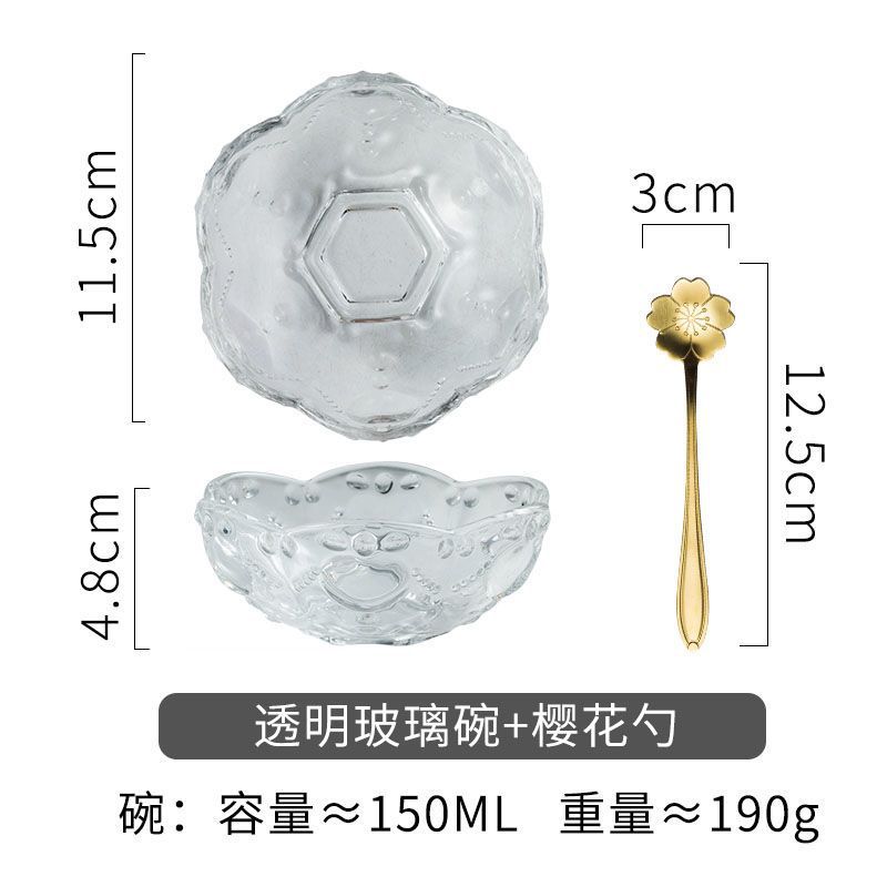 유리 투명 그릇 (숟가락 포함)