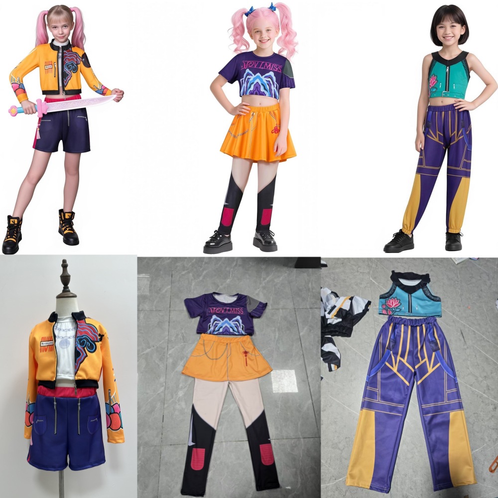 跨境新款女孩恶魔猎人KPOP流行歌手万圣节服装装扮舞台套装服装