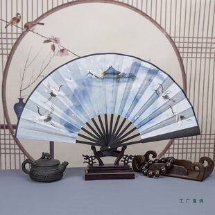 10-Inch Folding Chinese Fan, Traditional Style, Summer Portable Daily Fan for Men and Women, Student Trendy Hanfu Folding Bamboo Fan