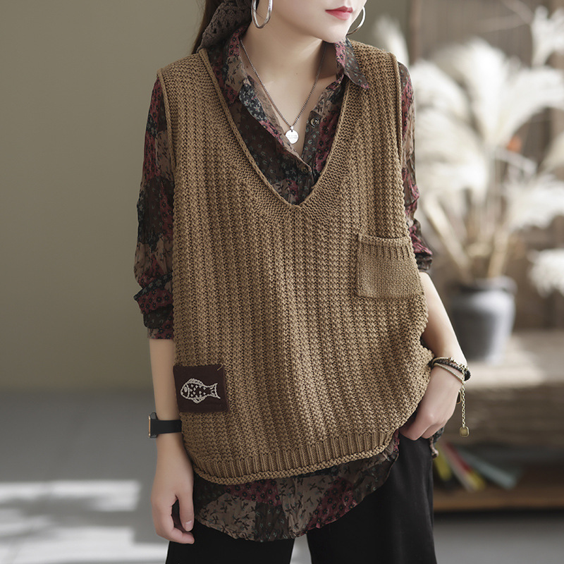 Chaleco de las mujeres de punto Chaleco de las mujeres ropa de primavera 2024 nuevo popular estilo Chanel suéter estilo occidental Chaleco corto image 6