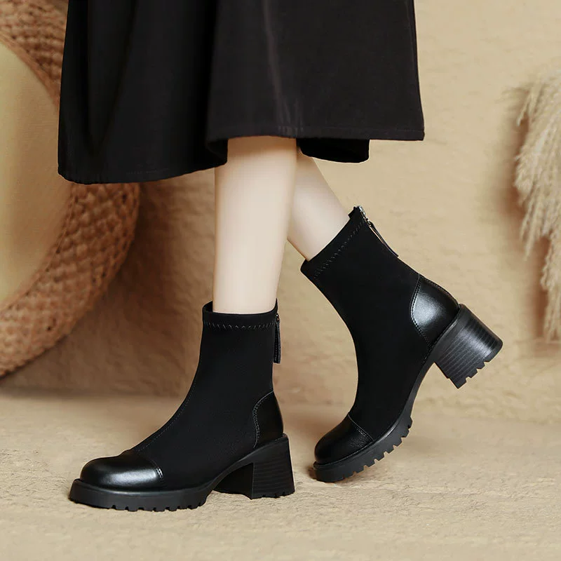 Ботинки Мартин для женщин, новинка 2025 года, осенне-зимние женские ботинки в британском стиле, на массивном каблуке, на толстой подошве, короткие ботинки, французские стильные облегающие ботинки средней длины.