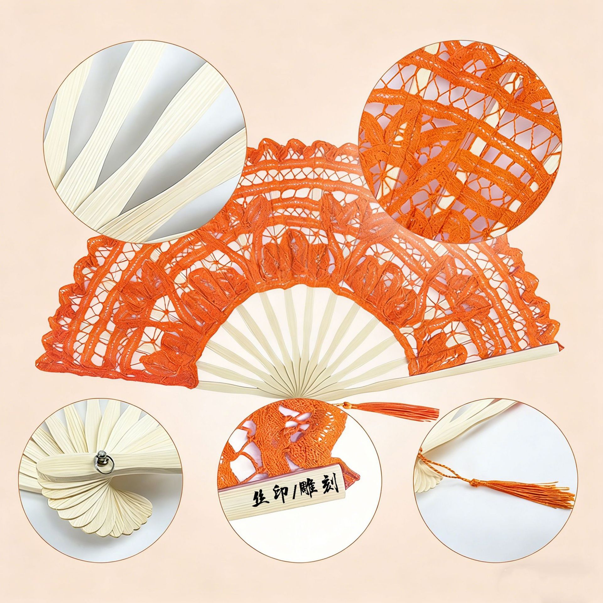 Hay 21CM 27CM ventilador plegable de corte retro bambú y madera de encaje ventilador plegable de boda blanca de alta calidad