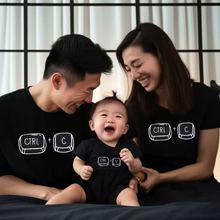 亲子装夏装T恤短袖全家母子母女包屁衣一家三口四口百天婴儿拍照