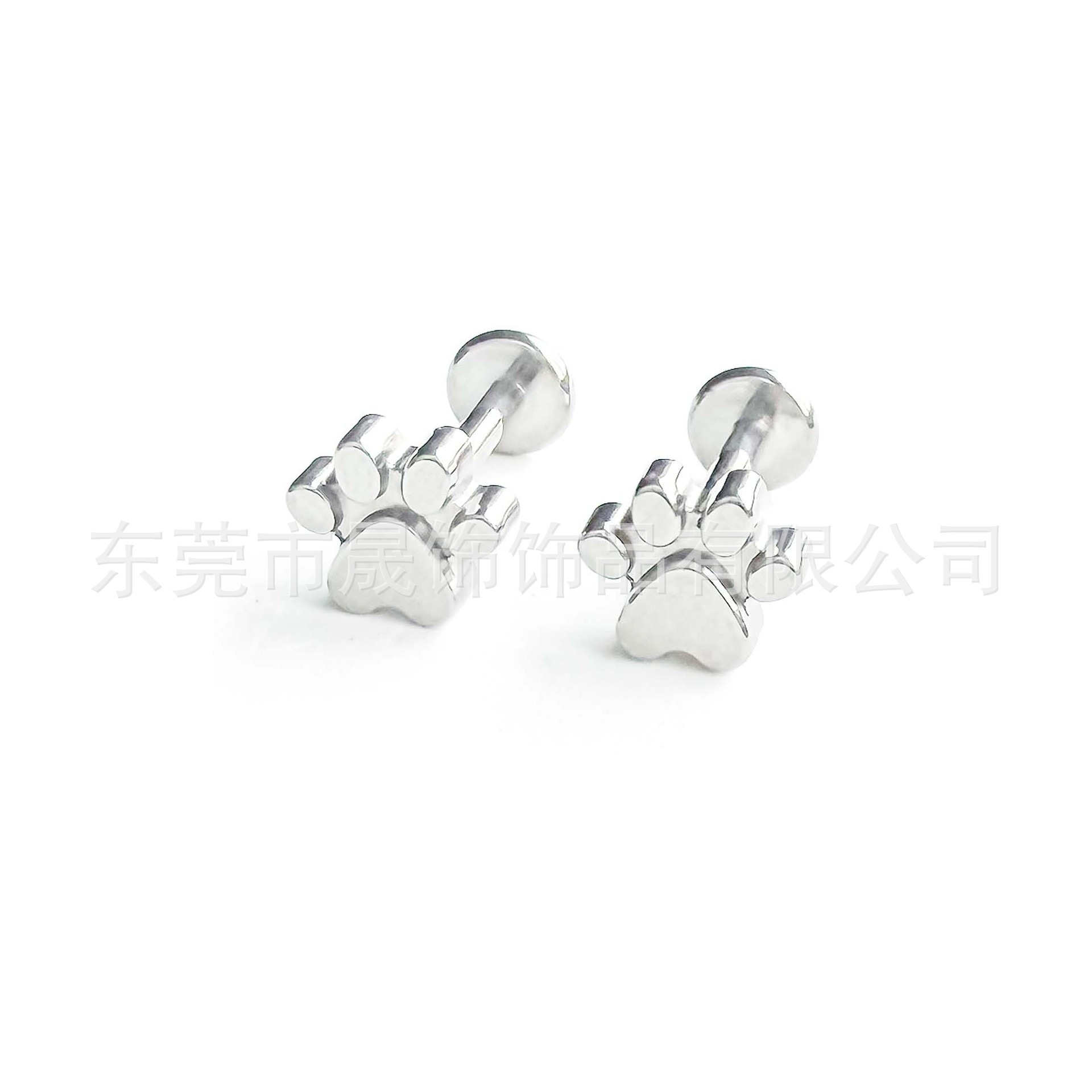 F136 Titanium 可爱 Cat Paw Labret Stud Ear Stud 植入级 G23 Implant Grade Titanium 人体 Piercing Jewelry Helix Cartilage Stud