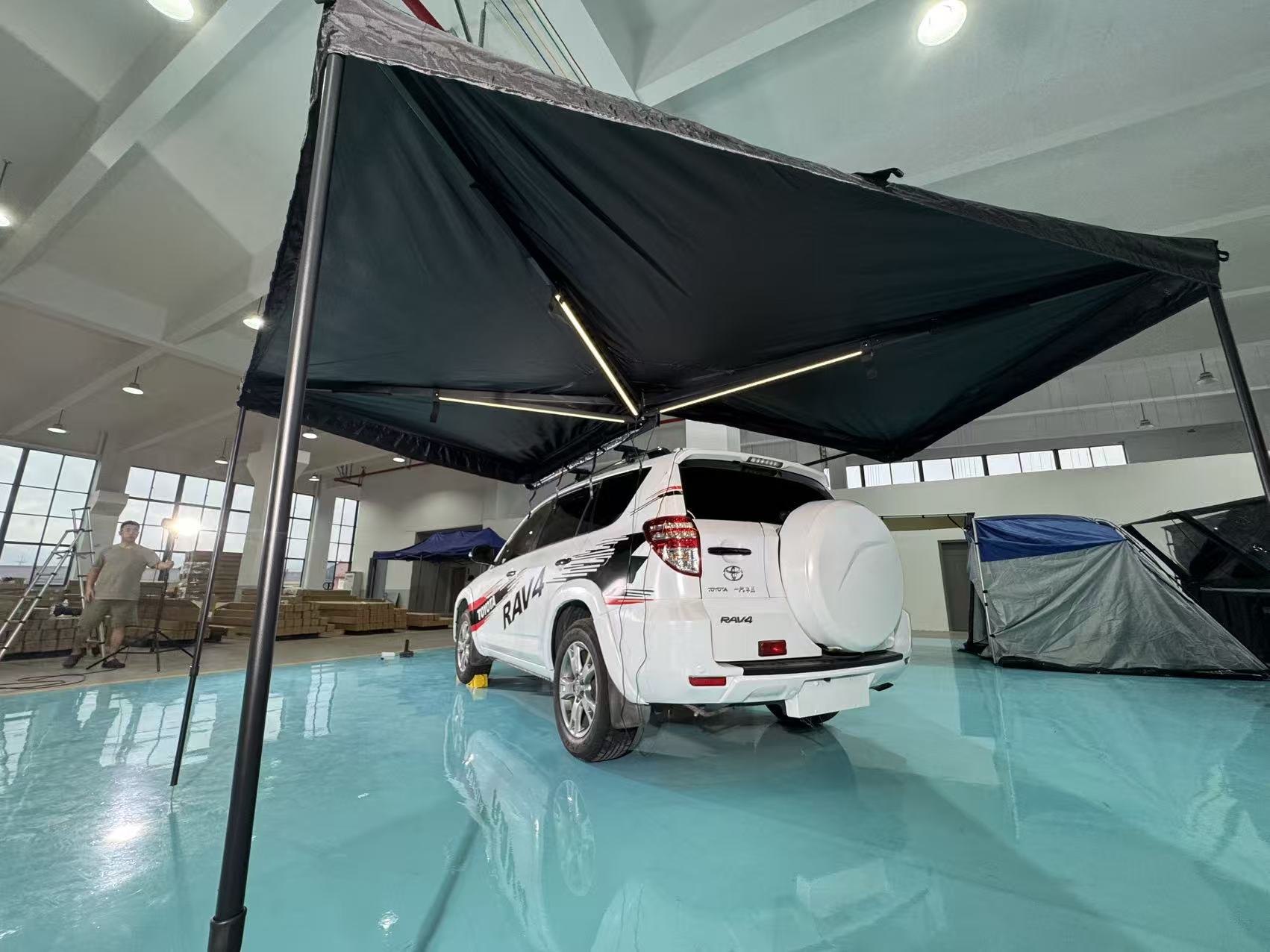 Outdoor Canopy Tent 270-Degree Fan-Shaped Pentagonal Automatic Outdoor Camping Car Roof Quick-Opening Side Tent