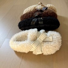 软底加绒圆头毛毛鞋女秋冬新款外穿温柔网红一脚蹬豆豆鞋冬季保暖