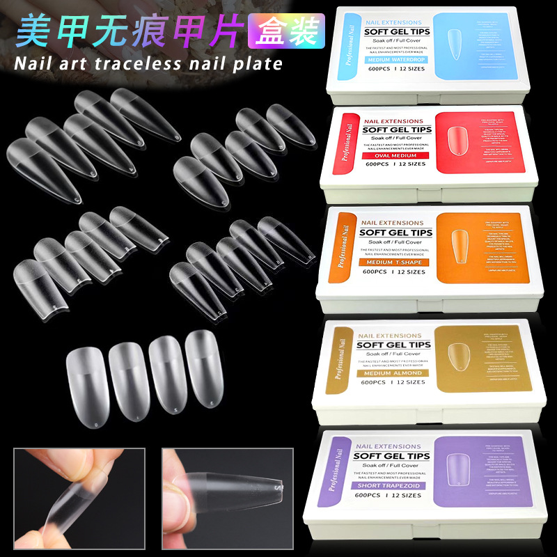 Explosiones transfronterizas de porcelana blanca caja de manicuras esmaltado ultrafino sin marcas sin molienda de grabado desgaste manual manicuras falsas al por mayor