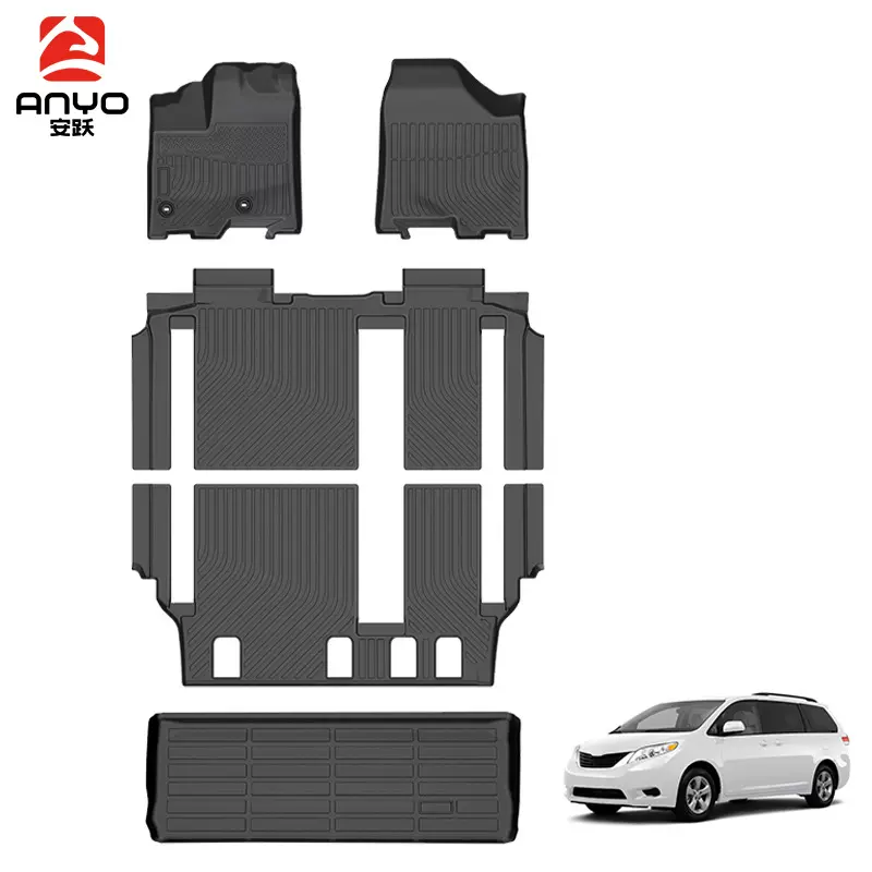 适用于Toyota Sienna 8座 2013-2020丰田赛那TPE汽车脚垫后备箱垫