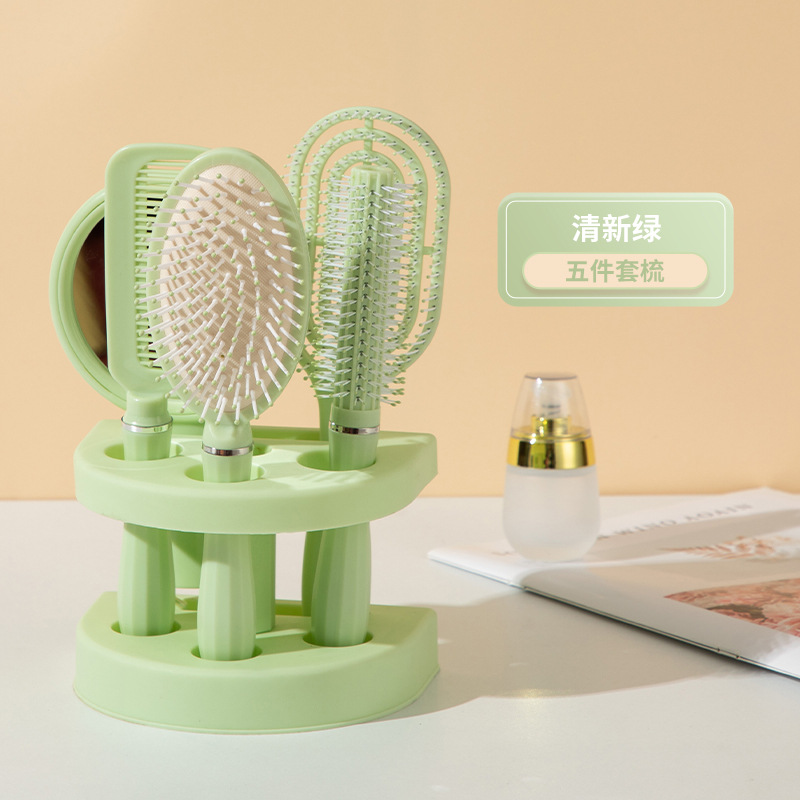 Peine para el hogar, masaje del cuero cabelludo, peine de la bolsa de aire, peine largo rizado para mujer, peine de cojín de aire portátil esponjoso, peine de cinco piezas antiestático