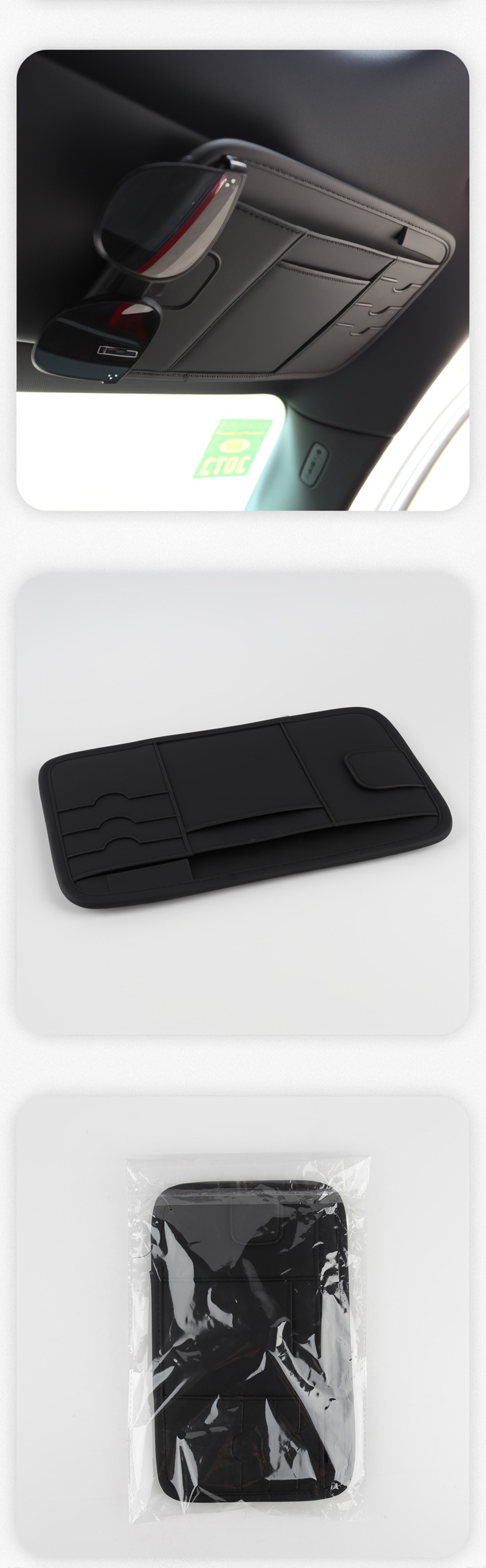 Car Sun Visor Storage Bag, Leather Car Glasses Holder, Portable Storage, Multifunctional Car Receipt Holder, Cd Holder