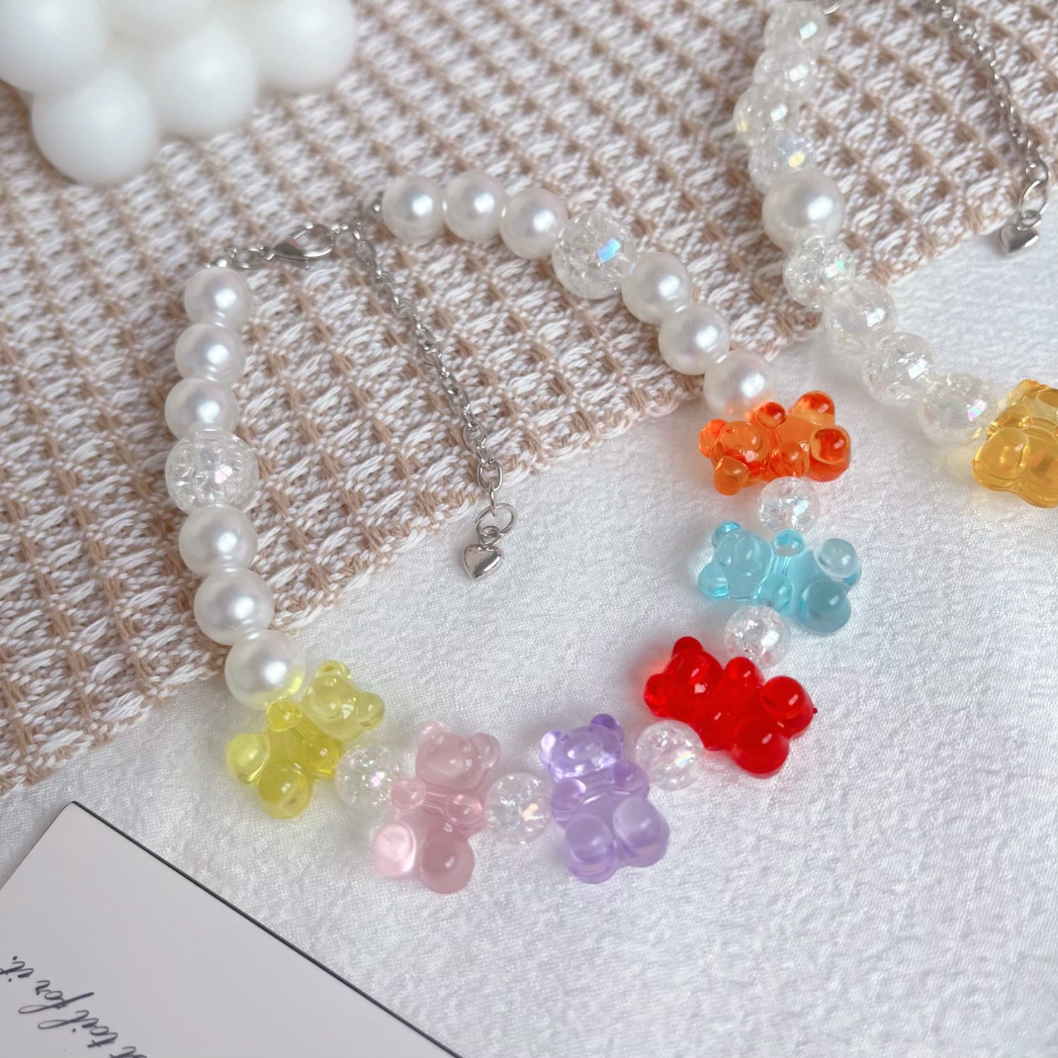 Hanfeng pet collar de perlas adorable panda collar de perlas gatos que panda collar de perros accesorios de dibujos animados