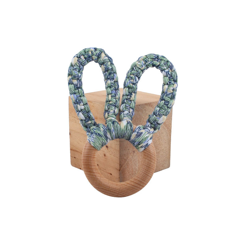 DIY bebé creativo Haya Orejas de conejo mordedor pulsera tejida a mano de algodón cuerda juguete dientes de bebé palo de molienda