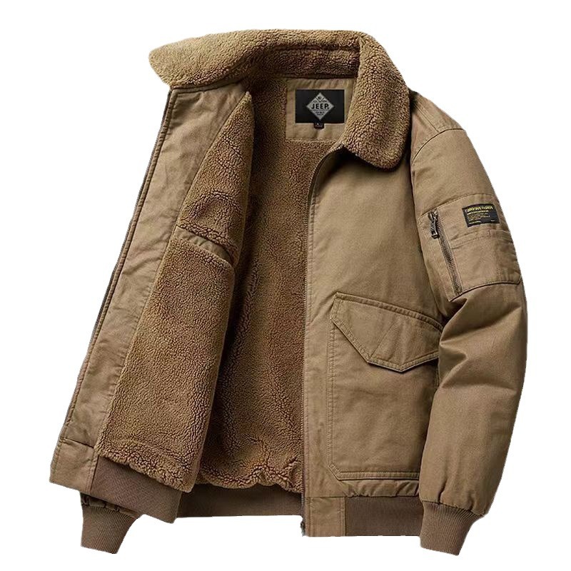 Herrenbekleidung Dicke Pilotenjacke Herren Winter Plus Samtverdickung Warme lockere Arbeitskleidung Baumwollkleidung_voghion.com