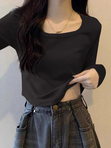 240g cashmere V-neck long-sleeved women's winter T-shirt with straight drop hem and tailored base layer top