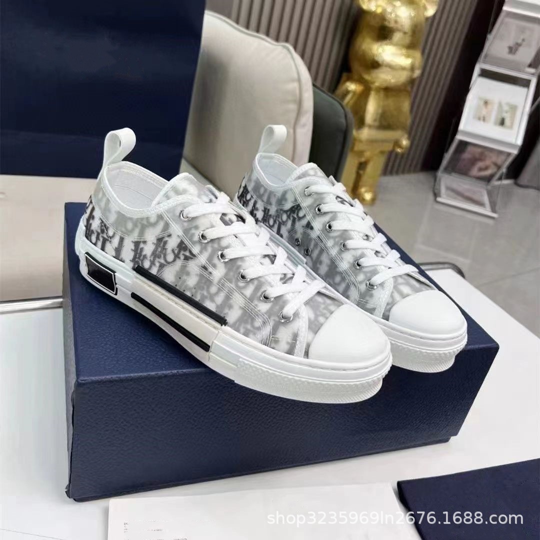 Estación europea D casa zapatos de alta calidad para hombre 2024 zapatos de lona transpirables zapatos blancos zapatos deportivos con letras estampadas planas para mujer