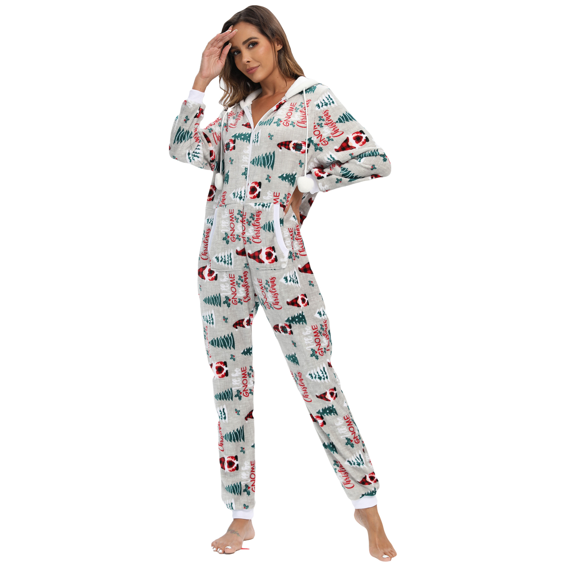 pigiama intero in flanella per donna autunno e inverno Natale Halloween vestiti per la casa_voghion.com