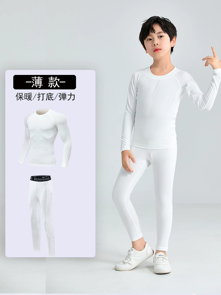 Children's fleece basketball football sports suit for training for gym, quick dry long-sleeve, tight, for running