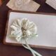New spring and summer bean paste green fresh floral large intestine hair ring cotton bow ribbon girl hair rope headdress for women
