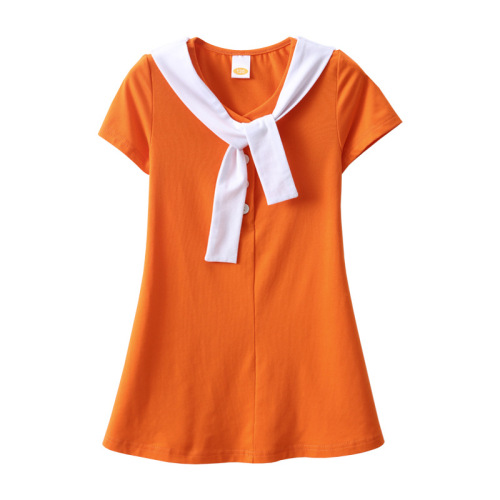  Trendy High-End New Parent-Child Clothes Short-Sleeve Summer Mother-Daughter Dress Polo Shirt Family Set for Three