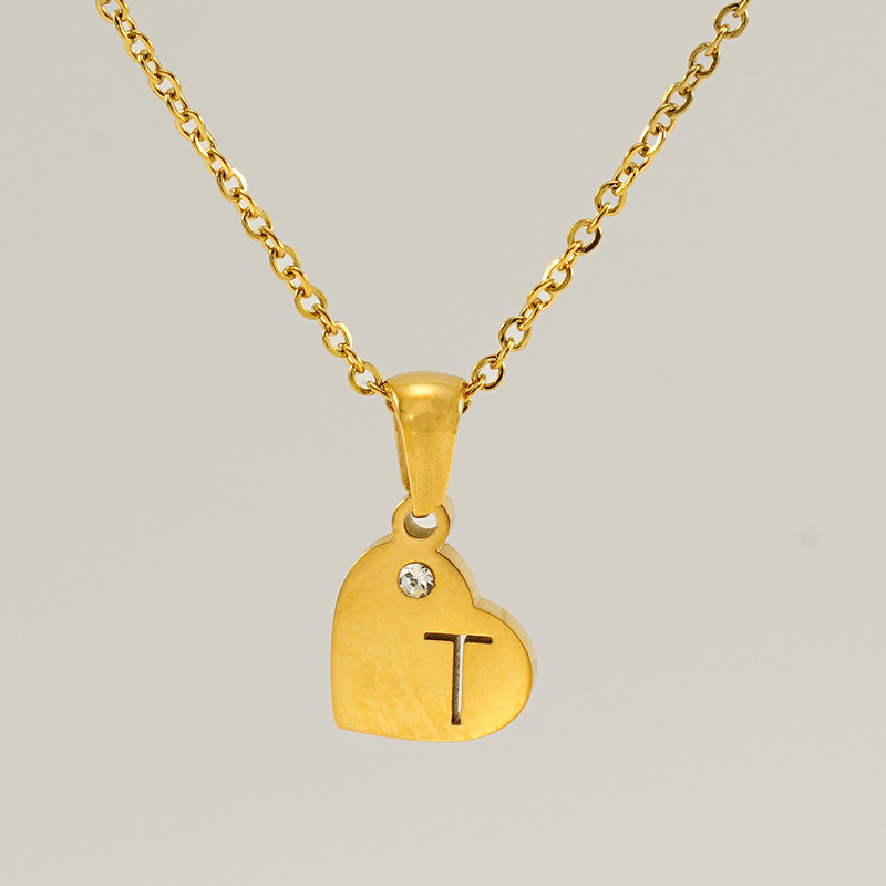 Europa y los Estados Unidos viento acero titanio amor colgante de diamantes 18K letras inglesas hueco collar de clavícula de acero inoxidable mujer