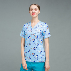 Printed surgical gown short-sleeved split suit doctor's scrub suit summer thin cotton surgical operating room overalls