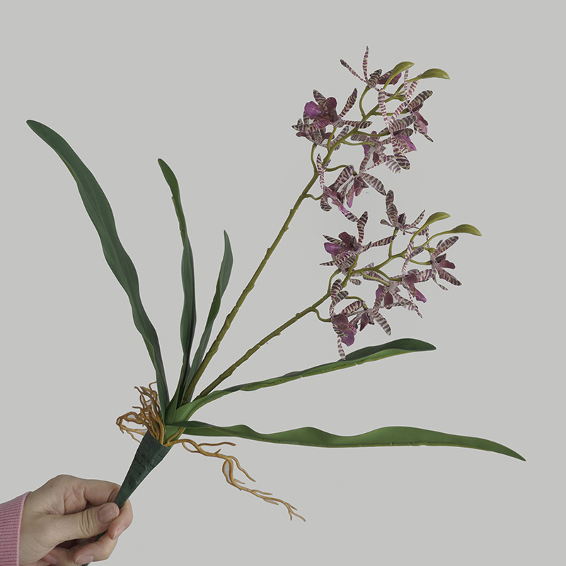 禪意茶室擺件仿真2叉帶葉香水米蘭花 客廳家居裝飾仿真手感蘭花