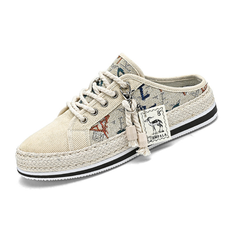 Scarpe da pescatore casual da uomo, alla moda, estive, in paglia intrecciata, con un piede solo, pigre, nuovo articolo 2024_voghion.com