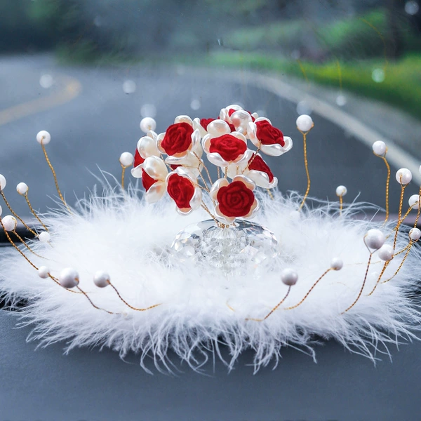 Rose ornaments + pearl feather cushion
