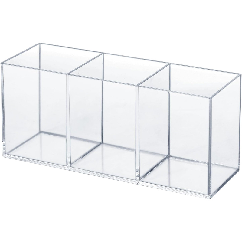 투명한 아크릴 펜 홀더 컵 투명한 화장품 브러시 랙 데스크탑 액세서리 문구 보관 상자 사무실 책상 액세서리 학교